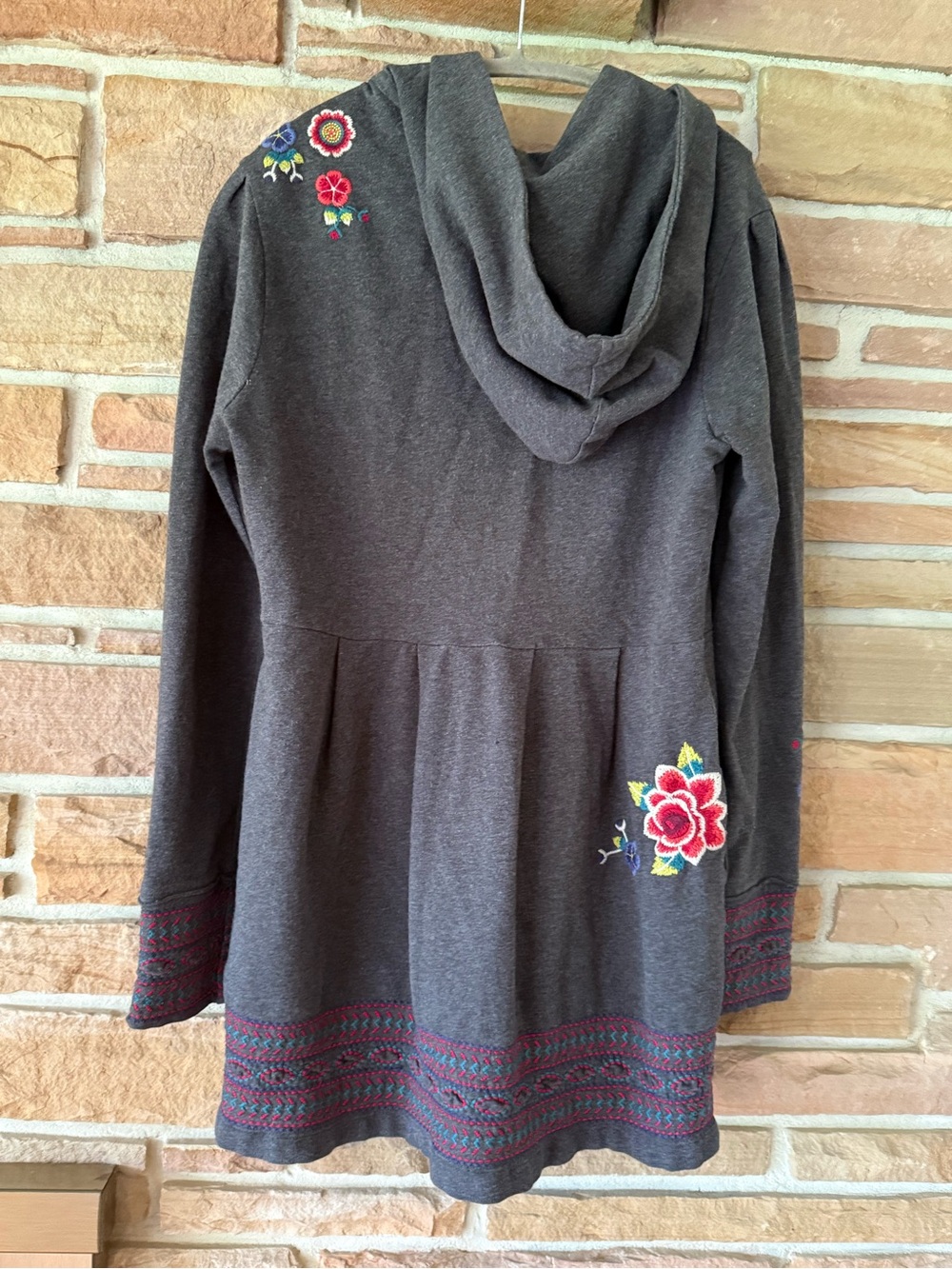 Johnny Was gray hooded two way zip jacket coat - Picture 4 of 5
